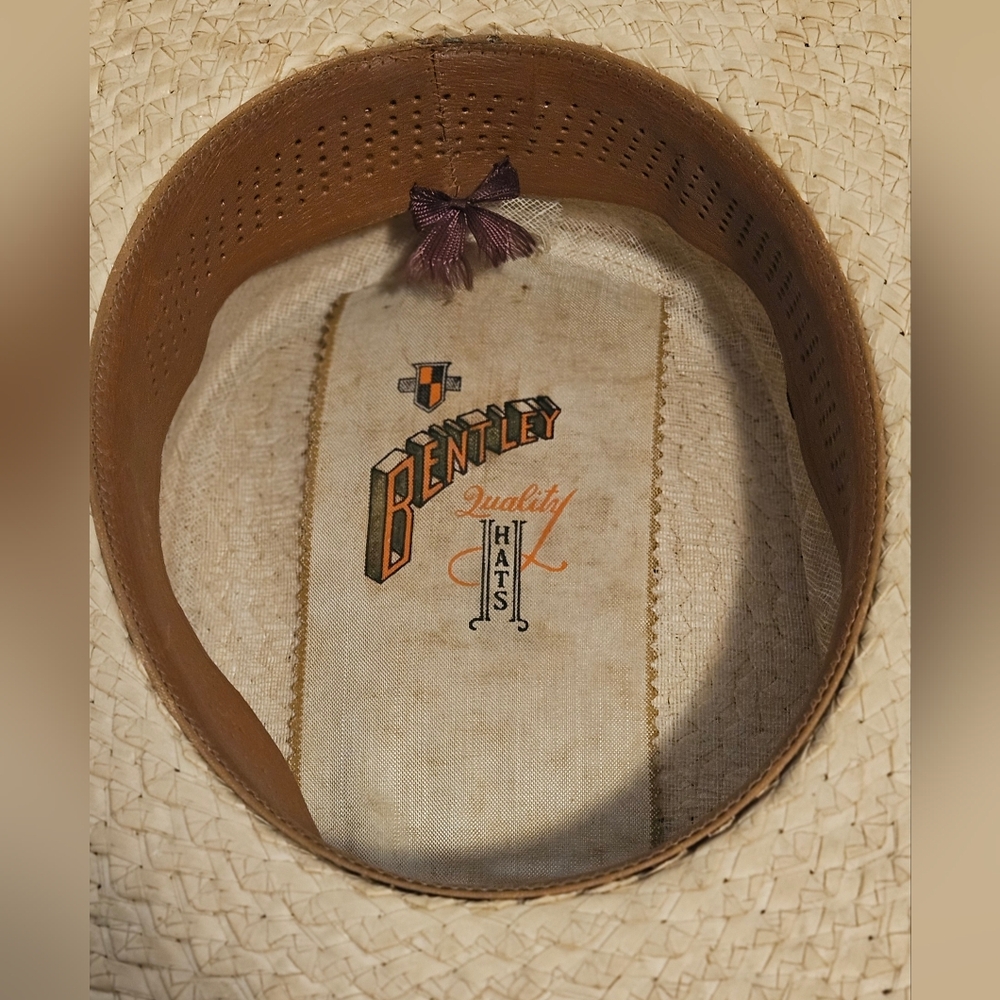 Antique 1920's Stylish Straw Boater Hat with Black Band Men's W.C. Fields Type - Picture 2 of 6